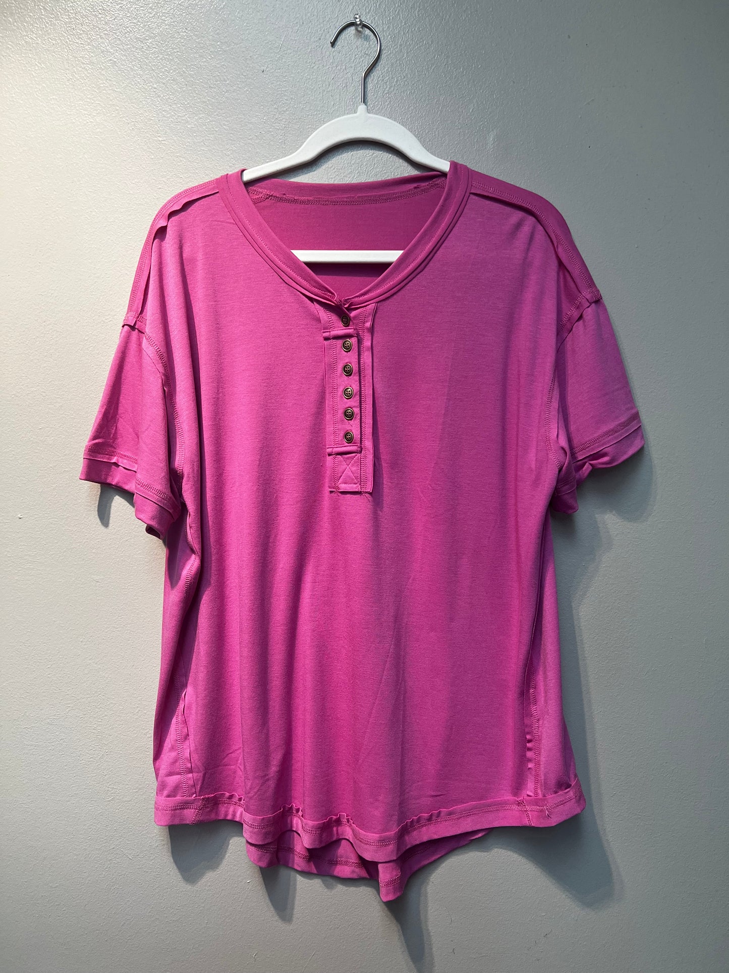 Valentine Pink Button Tee