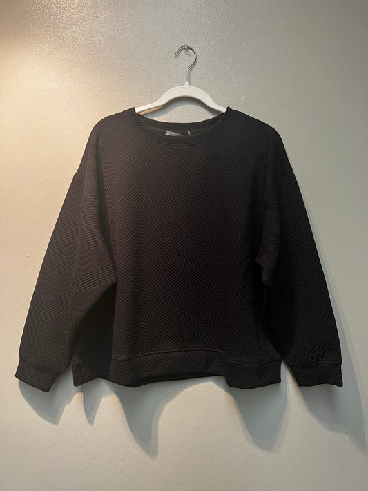 Black Texture Top Crewneck