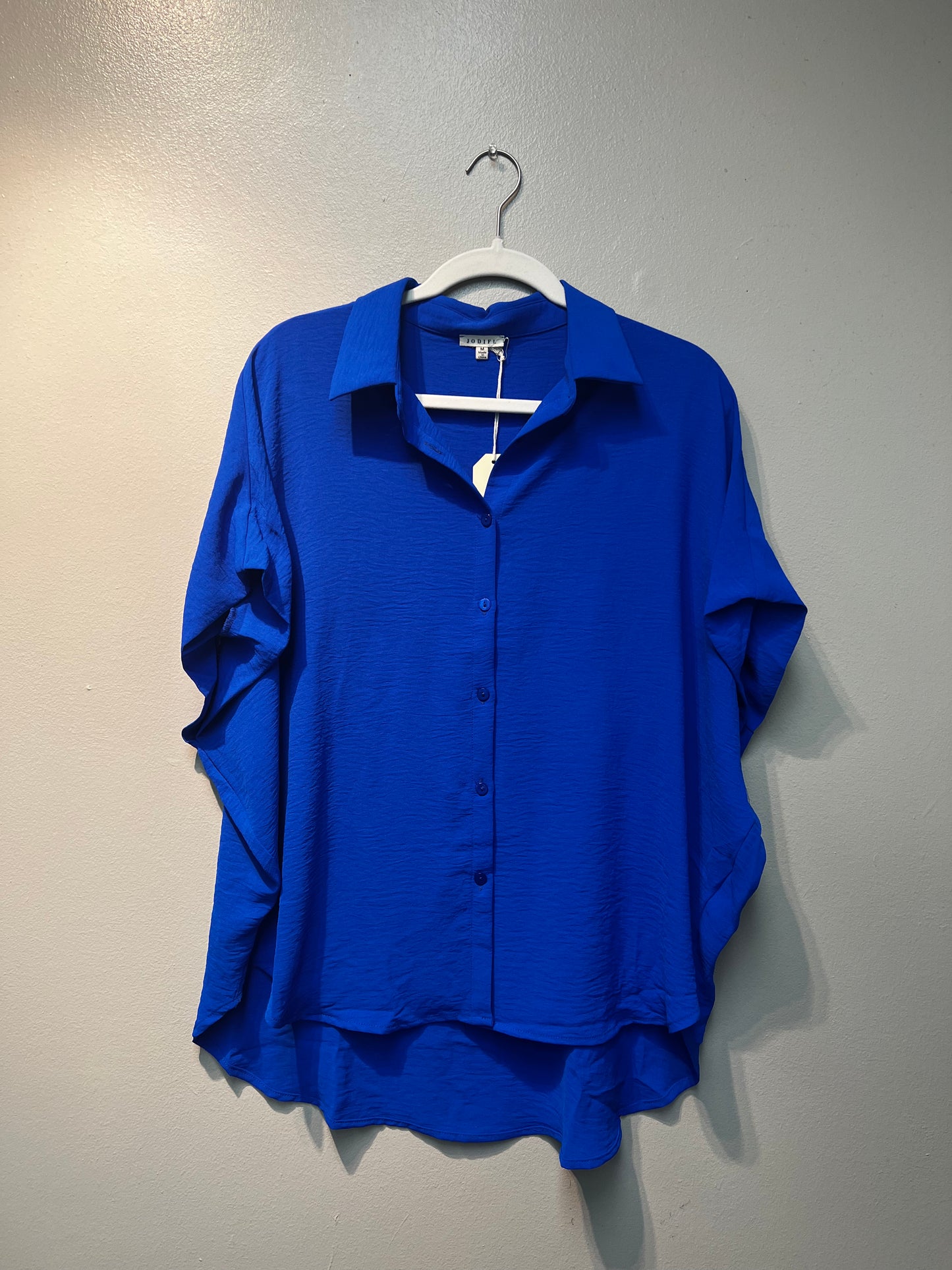 Royal Blue Silky Button Up